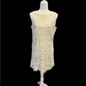 Anthropology NWT Moulinette Soeurs Cream Sleeveless Crochet Lace Mini Dress